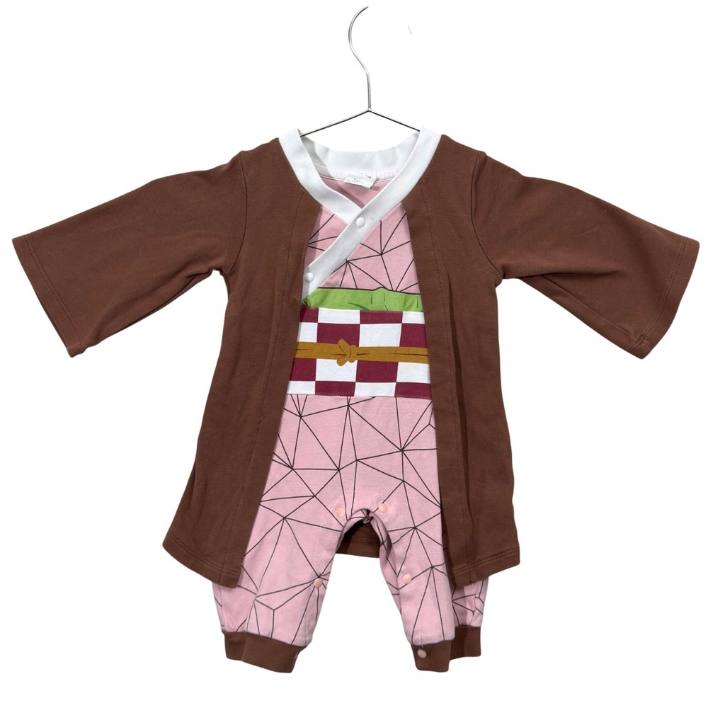 Demon Slayer Nezuko Romper Baby Girls Pink Brown Anime Cosplay